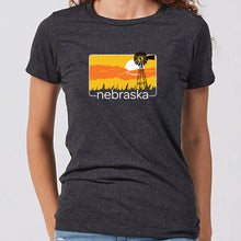 Load image into Gallery viewer, Nebraska Windmill Sunset Women's T-Shirt