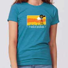 Load image into Gallery viewer, Nebraska Windmill Sunset Women's T-Shirt