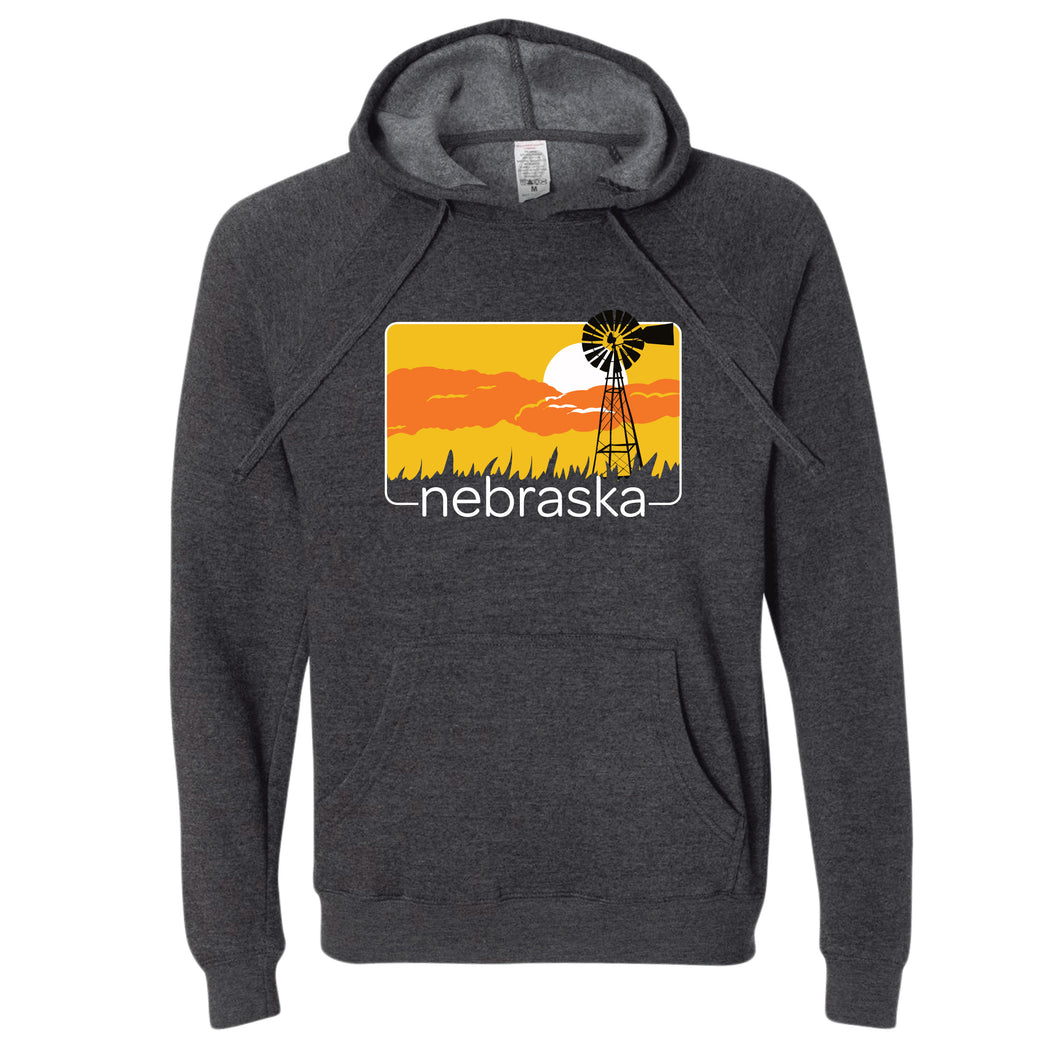 Nebraska Windmill Sunset Hoodie