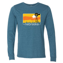 Load image into Gallery viewer, Nebraska Windmill Sunset Long Sleeve T-Shirt
