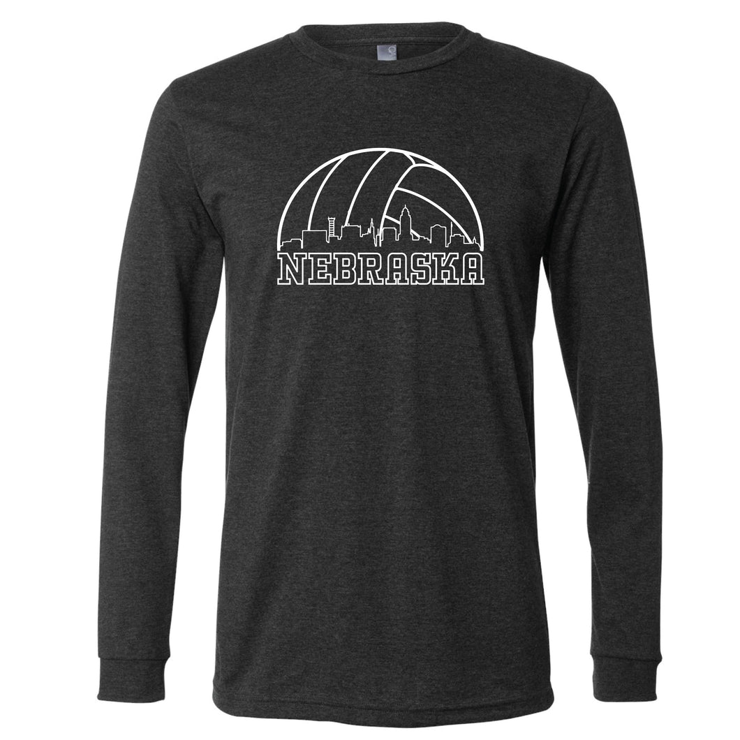 Volleyball Skyline Nebraska Long Sleeve T-Shirt