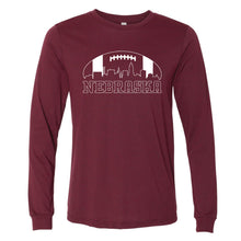 Load image into Gallery viewer, Football Skyline Nebraska Long Sleeve T-Shirt
