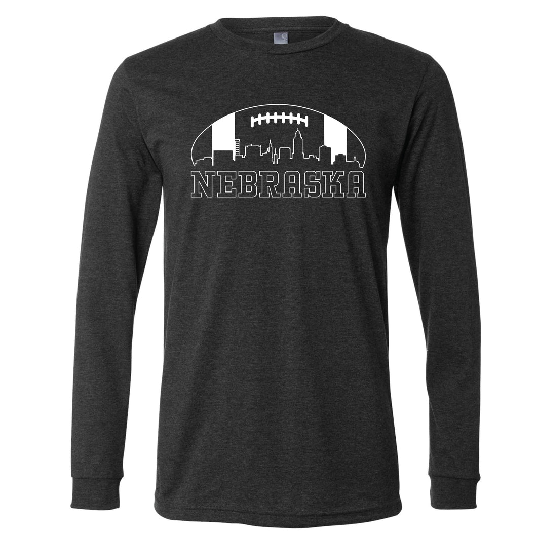 Football Skyline Nebraska Long Sleeve T-Shirt