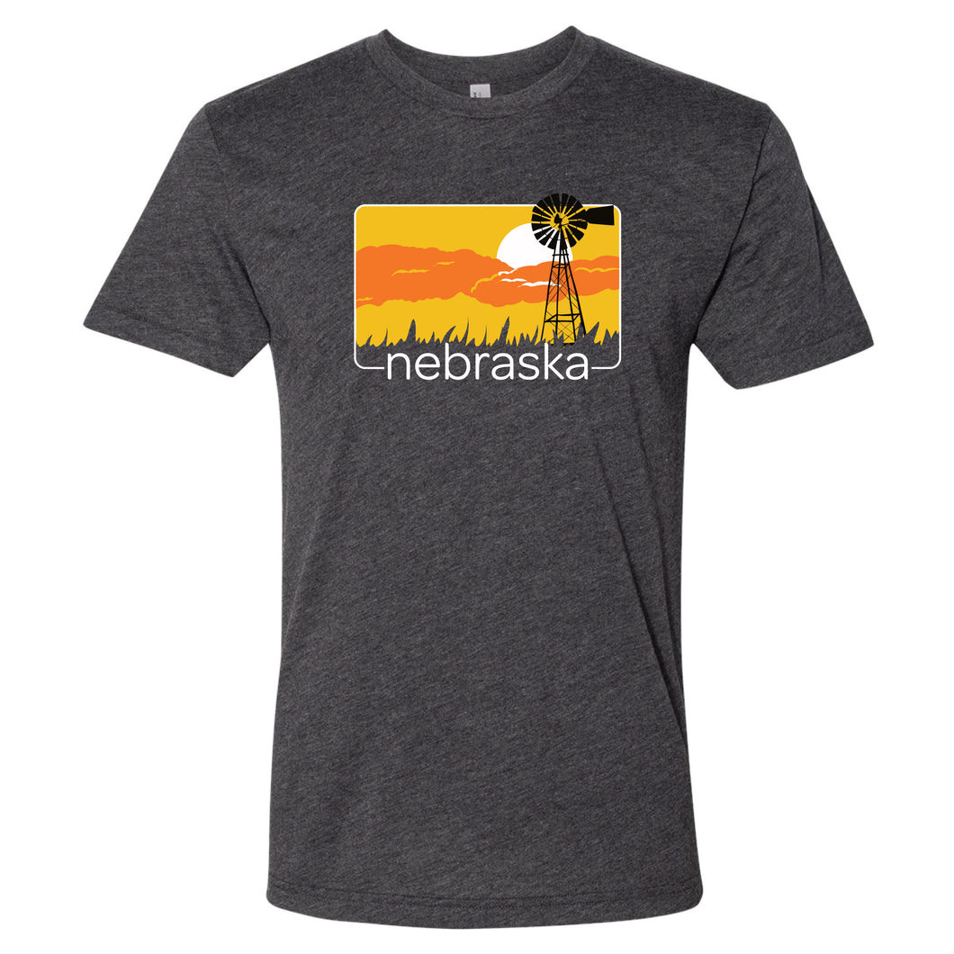 Nebraska Windmill Sunset T-Shirt