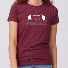 Load image into Gallery viewer, Football Skyline Nebraska Women&#39;s T-Shirt
